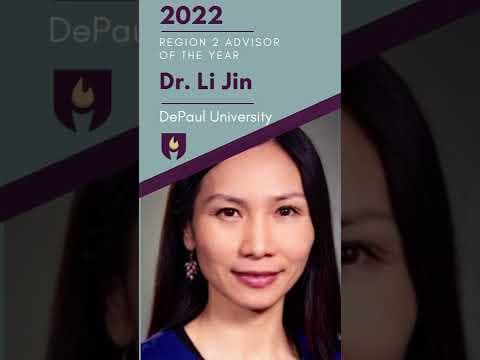 2022 Region 2 Advisor of the Year Dr.  Li Jin